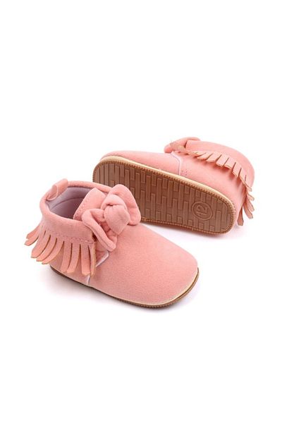 Superbaby Baby shoes, pink with fringes