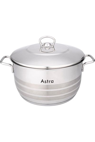 HOME MAKER Astra Casserole Cookware, 9.8 Liter Capacity, Silver