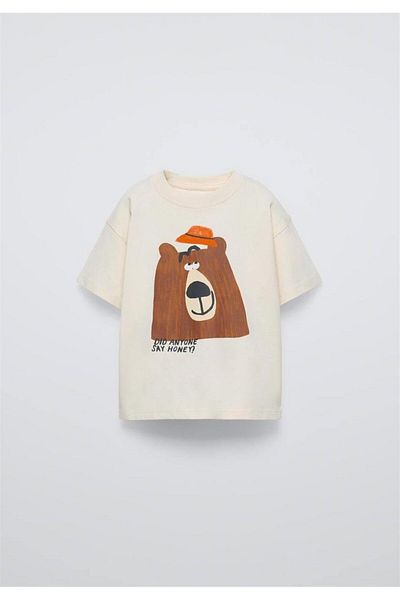 Motebarn Wear Boy's Bear Striped Bottom-Top Suit White