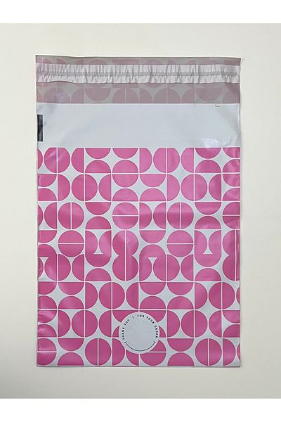 Öztürk Cargo and Gift Bag with a Patterned Band. 24 X 30+5 Cm. 50 Pieces. Color: Pink.