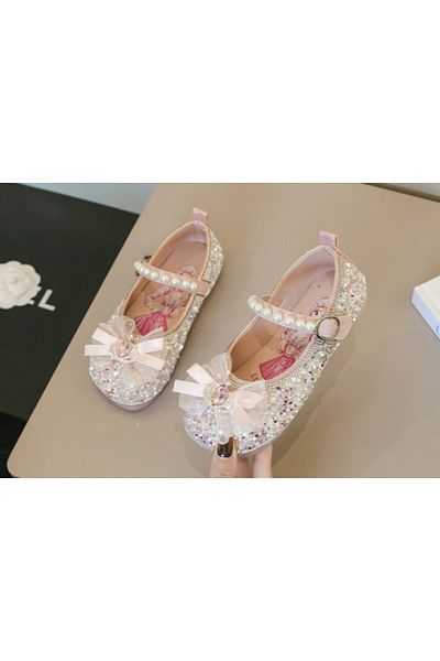 Superbaby Pink shoes with rhinestones, sequins and pearls - Princess