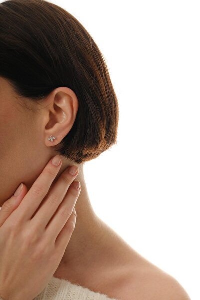 Sümer Telkari Rodyumlu Mini Arı Gümüş Küpe 7387