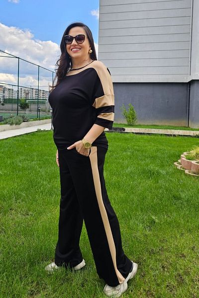 sinemisxxl بدلة فيسكوز كريستال بيج أسود مقاس كبير