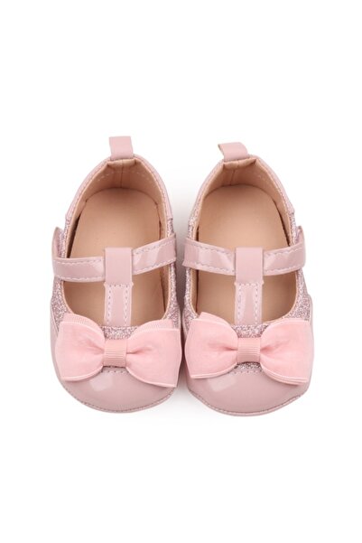 Superbaby Pantofiori roz pudra din lac cu fundita - Lola