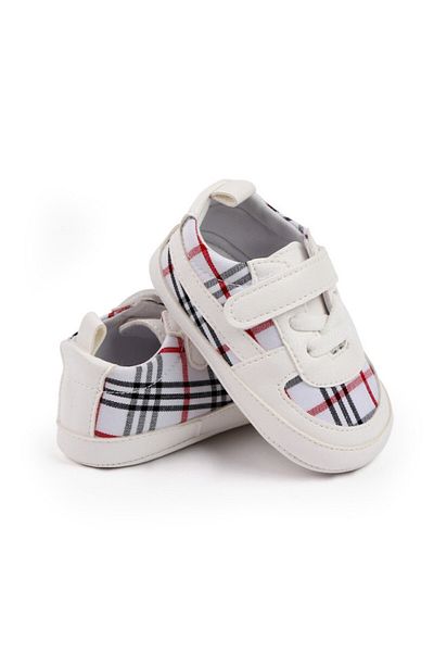 Superbaby White checkered shoes for boys