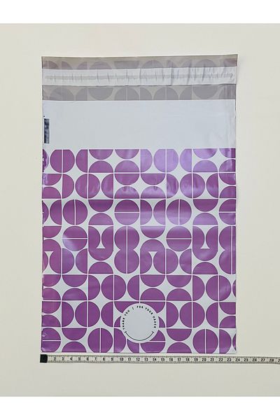 Öztürk Cargo and Gift Bag with a Patterned Band. 24 X 30+5 Cm. 50 Pieces. Color: Lilac