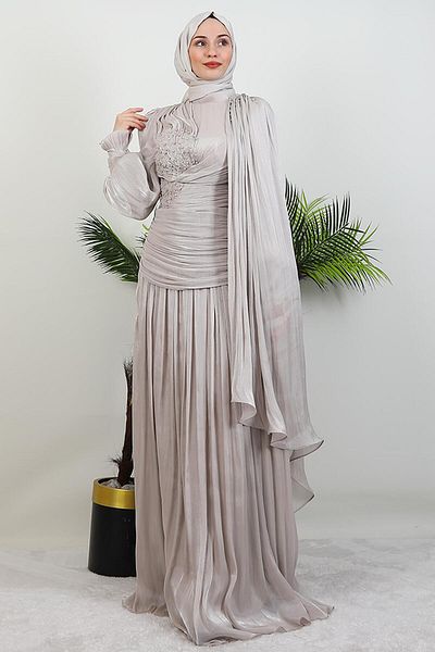 GİYZAMİLA Βραδινό φόρεμα Serap Hijab Μπεζ