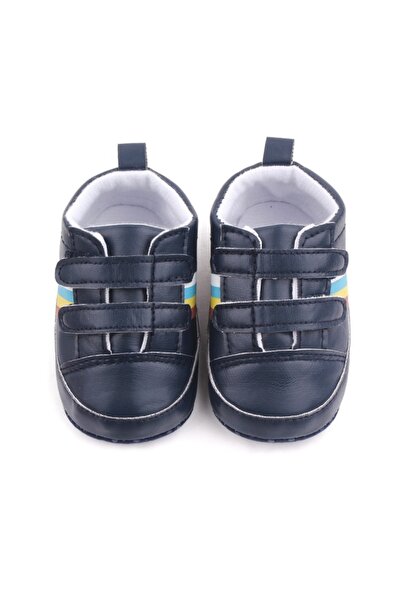 Superbaby Pantofiori sport bebelusi bleumarine cu dungi multicolore