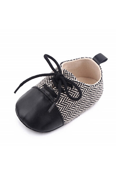 HANNA Pentru bebelusi Pantofiori eleganti negru cu alb in zig zag