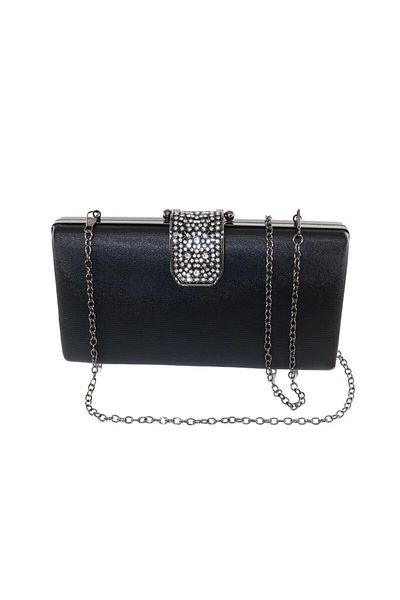 Efelif Black Satin Evening Dress Bag V739