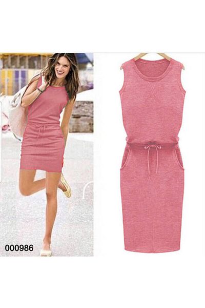 Dumantekstil Women's Strappy Knitted Dress Sports Dress Casual Dress Zero Sleeve Dress