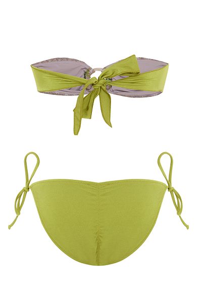 AQUELLA Back Gathered Knitwear Triangle Bikini Set