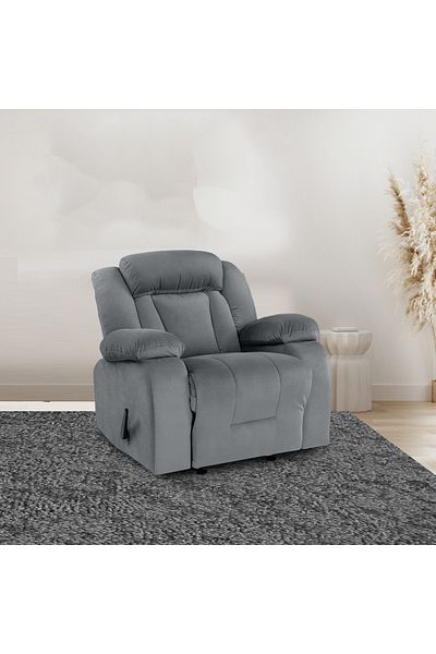 Lazy Vibes MNZ5 | Velvet Rocking & Rotating Recliner Chair - Grey