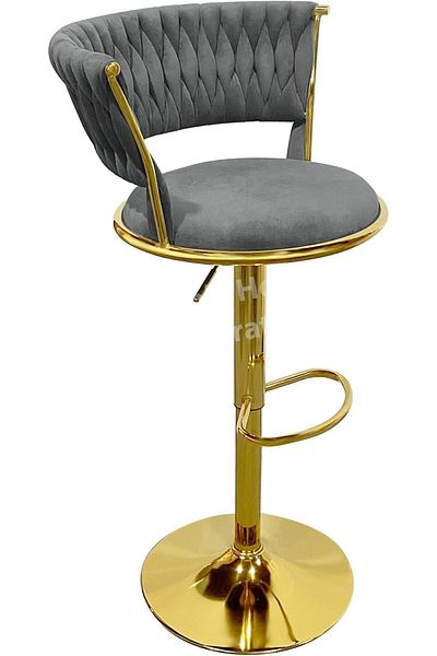 MAPLE HOME DECORATION Power Velvet Bar Stool Chair Metal Leg, Adjustable High Backrest 360° Upholstered Fabric