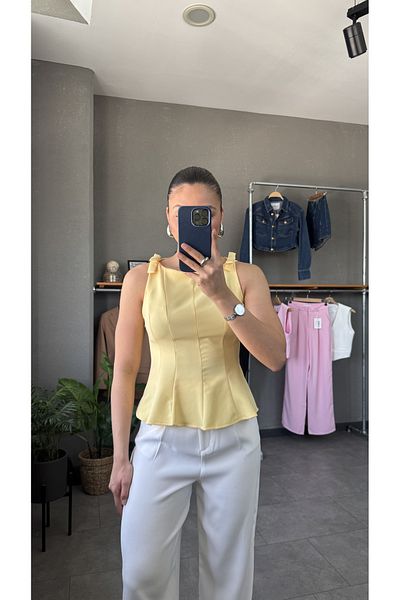 YOUR NAME Women's Blouse with Zero Sleeve Bow