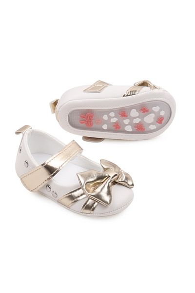 Superbaby Elegant white shoes with gold inserts