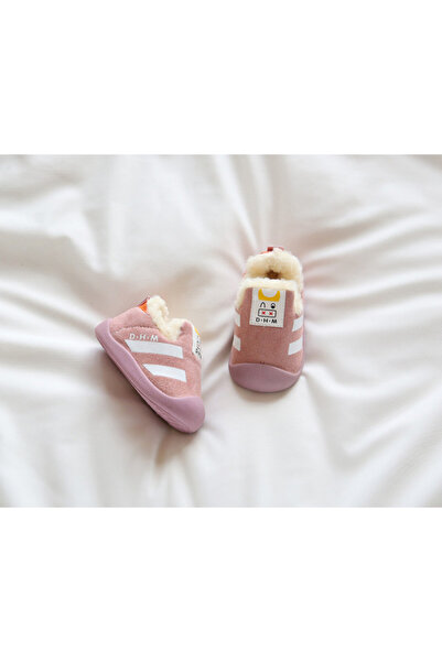 Superbaby Pink fur-lined shoes - Stripes