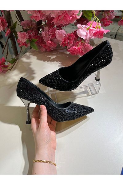 İST FİDAN KUNDURA Women's Sequin Detailed Heeled Evening Dress Shoes