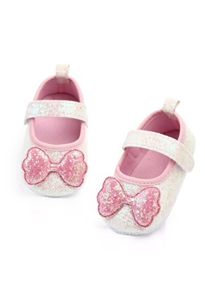 Superbaby Pantofiori sclipitori cu fundite roz