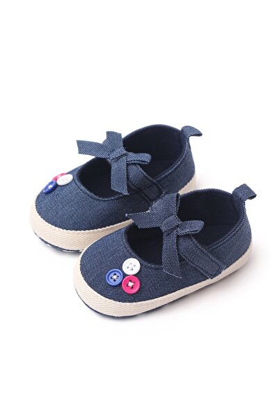 Superbaby Pantofiori bebelusi, bleumarin cu bulinute albe