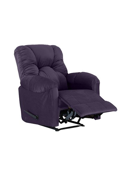 American Polo | Velvet Rocking Recliner Chair - Dark Purple -92×78x103