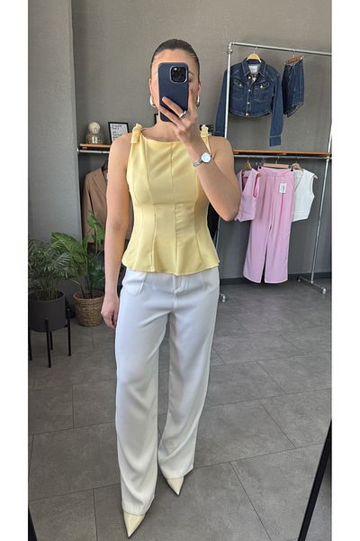 YOUR NAME Women's Blouse with Zero Sleeve Bow