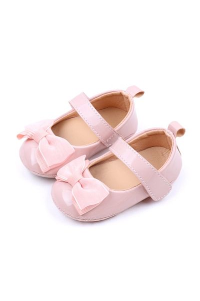 Superbaby Shiny pink baby shoes with bow