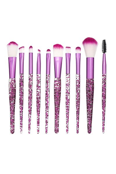 Roesıa Rose Cosmetics Rose 10-piece Glitter Makeup Brush Set with Bag