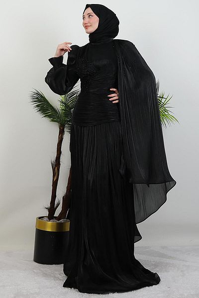 GİYZAMİLA Βραδινό φόρεμα Serap Hijab Μαύρο