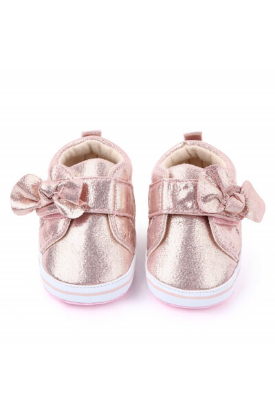 Superbaby Pantofiori roz-sidefat cu fundita aplicata