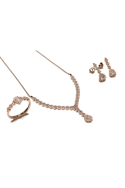 Hakan Güler Kuyumculuk 14 Ayar Altın Damla Baget Taşlı Su Yolu Düğün-Nişan Seti