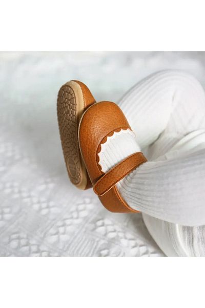 Superbaby Brown shoes with white trim for girls
