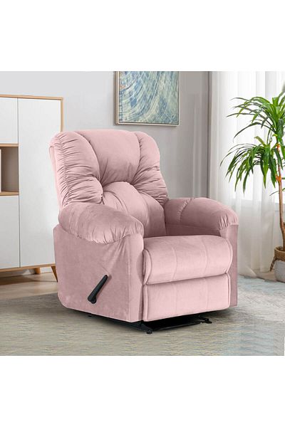 American Polo | Velvet Rocking Recliner Chair - Light Pink -92×78x103