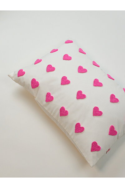 Galia Tasarım Mini Hearts - Rectangular Punch Throw Pillow - Pink