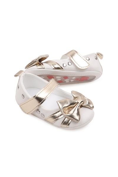Superbaby Elegant white shoes with gold inserts