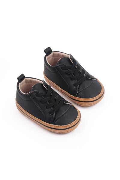 Superbaby Black shoes with brown edges for boys