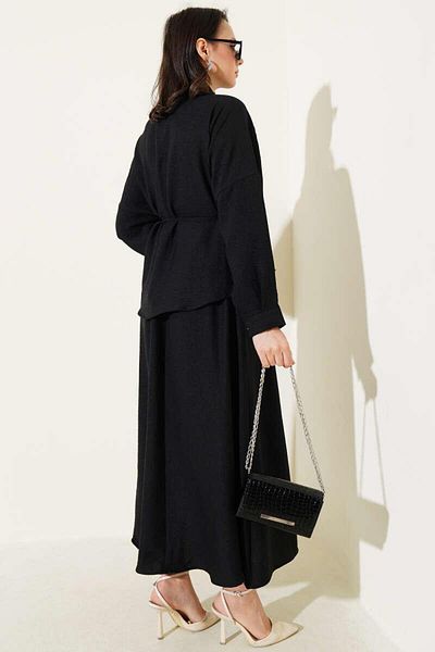 modasindoma Women's Front Gathered Skirt Suit