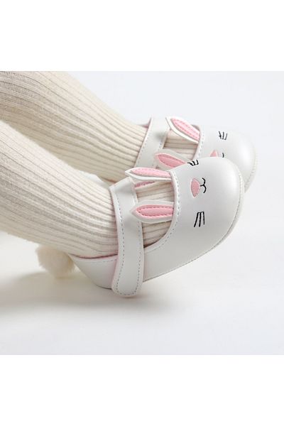 Superbaby Pantofiori albi pentru fetite - Iepuras