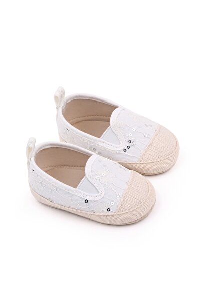 Bebelul Baby shoes, ivory with lace and sequins