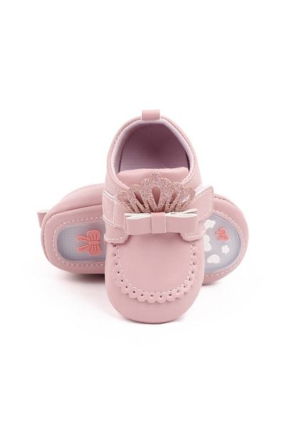 Superbaby Powder pink shoes with bow and crown