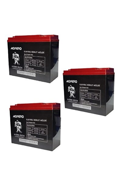 monero 12V-20 AMPER DİK E-BIKE AKÜ 3'LÜ PAKET 24 amper ebatlarında EBATLAR: 1...