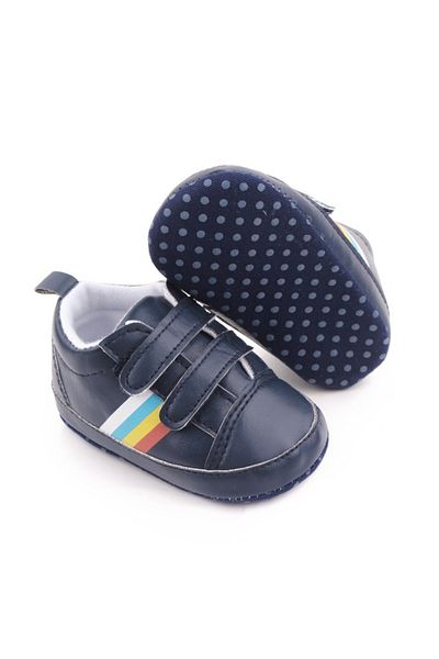 Superbaby Pantofiori sport bebelusi bleumarine cu dungi multicolore