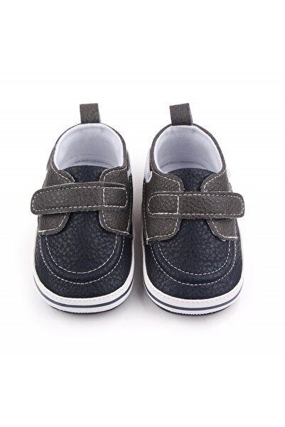 Superbaby Черни мокасини за малки момченца за първите им стъпки, с велкро каишка