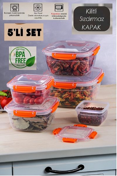 DEEMBRO 5 Counter Number Leak Proof Silicone Container - Orange Color, Vacuum Storage Use Series