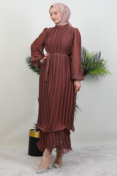 GİYZAMİLA Six Ruffled Janjan Dress Coral