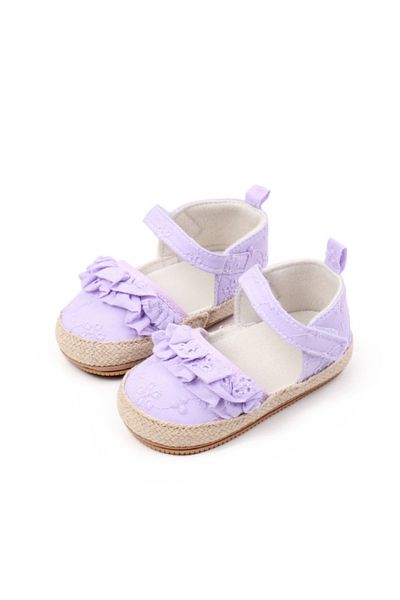 Superbaby Lilac shoes with ruffles and floral details