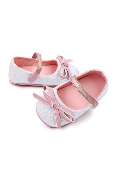 Superbaby Pantofiori albi cu sclipici