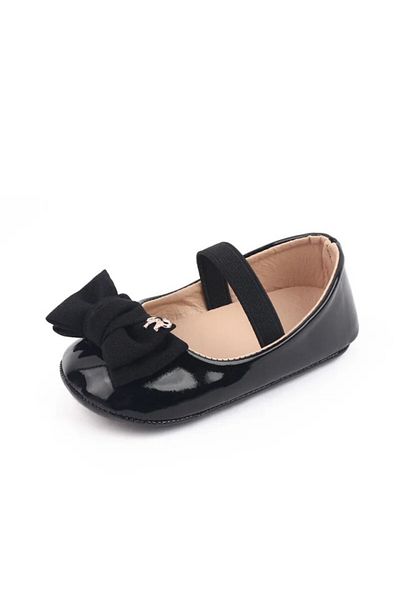 Superbaby Pantofiori negri din lac cu fundita