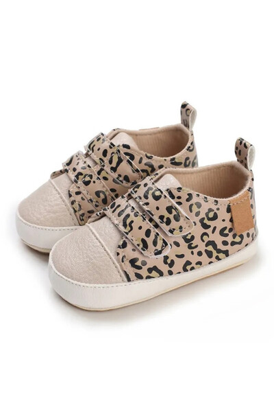 Superbaby Pantofiori leopard cu barete cu arici