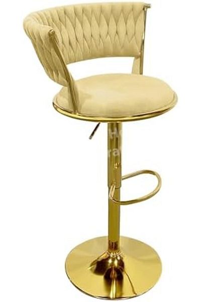 MAPLE HOME DECORATION Velvet Bar Stool Chair Metal Leg, Adjustable High Backrest 360° Upholstered S